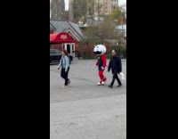 Pringles man mascot walk at Central Park