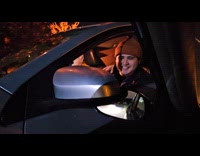 Man reverse car for side mirror handshake 