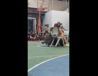 Girls play musical chairs then trip over each other