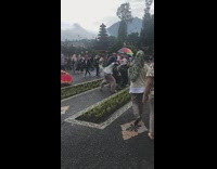 Single file line girls dance headscarf