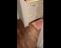 Woman caught dog playing in bathtub