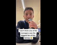 Man Employee Messes Around on Store Microphone 