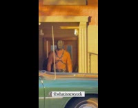 Shirtless figure has two toned skin 