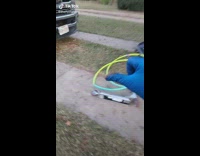 Guy does prank on womans forehead 