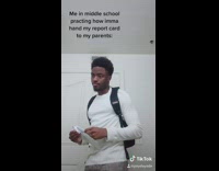 Me in middle school practicing how Im gonna give my report card to my parents