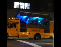 School bus turned into a club drives