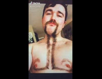 Guy chest hair connects to mustache
