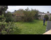 Man plays hand cultivator flies to neighbor