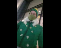 Grinch and buddy elf argue over christmas 