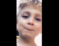 Little boy yells blue shirt star filter 