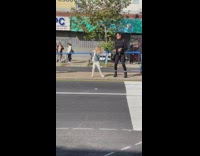 Little girl and mom being excited and cheering on marathon