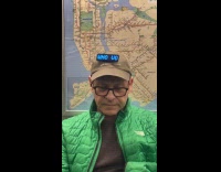 Man wears LED cap with scrolling text