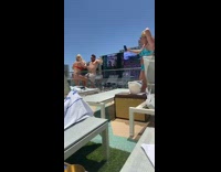 Couple dance and twerk windy terrace screens