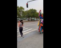 Collab WINY - Woman and man in clothes costume jumps