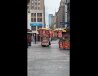 Two hot dog truck moved on street