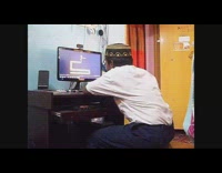 kid gold hat school uniform scary computer game