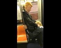 NSFW Two people wear Donald Trump and Hilary Clinton mask and touch each other inappropriately in the crotch