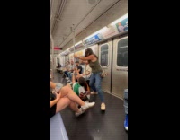 Ladies sings at train with Ireland flag