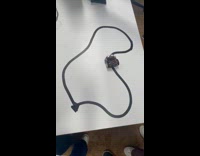 Robot follows trail but fell from table