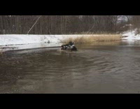 Man Rides Four Wheeler Out of Lake Only To Have it Roll Over Back into Water