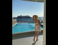 Lady steps into pool fail 