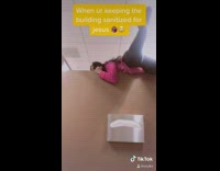 Woman janitors cleans bathroom during coronavirus