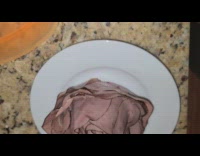 Roast beef arranged to look like rose