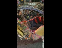 Crazy design car on street drives off