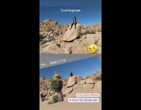 Guy climbs up rock for photo pt. 2
