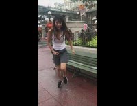 Remy the rat at Disneyland girl dances 