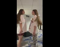 2 girls show their long handshake 