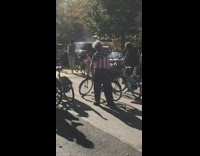 Lady american flag shirt dances street pt. 2 
