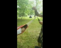 Guy falls out hammock lands on face