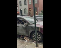 Burned car is parked on the street pt 2