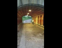 Grey jacket guy dances alone bridge tunnel 