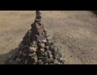 Lots of stone towers in forest germany