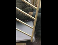 Guy pink toothbrush in back pocket subway 