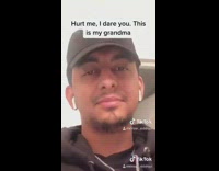 Guy shows videos of grandma lifts cane 