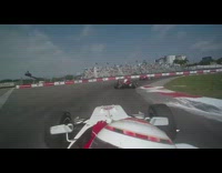 POV of racecar driver getting flipped while racing
