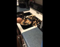 Woman sleepwalking cooks cereal on pan