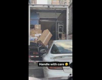 Fedex employee throws packages into truck 