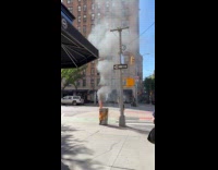 Fire melt garbage can on street part 2