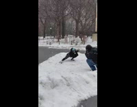 Woman blue mask claws costume drums snow