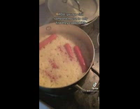 Hotdogs and rice cooked at same pot