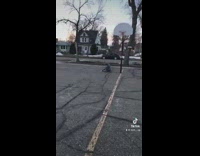 Guy falls on leg while jumping for basketball hoop 