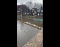 Collab WINY - Filmer show flooding on Bronx river parkway