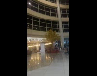 Lighting Strike seen outside the window of a mall