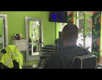 Barber guy sprays too much aftershave prank  