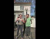 Triplet girls record a trickshot in home driveway