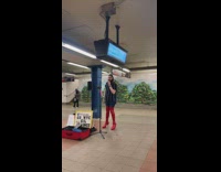 Collab Subway Creatures - Singer Performs Song at Station with Heel Boots 